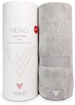 VOLO Hero Hair Towel – Ultra Soft Nanoweave™ Microfiber, Super Absorbent Quick Dry, Reduces Dry Time 50%, Anti-Frizz & Breakage, Secure Snug Strap, Large Wrap for All Hair Types - Luna Gray by VOLO