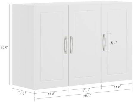 SoBuy Bathroom Wall Cabinet, Large 3-Door, 23.6 x 11.8 x 35.4 in, White - Image 3