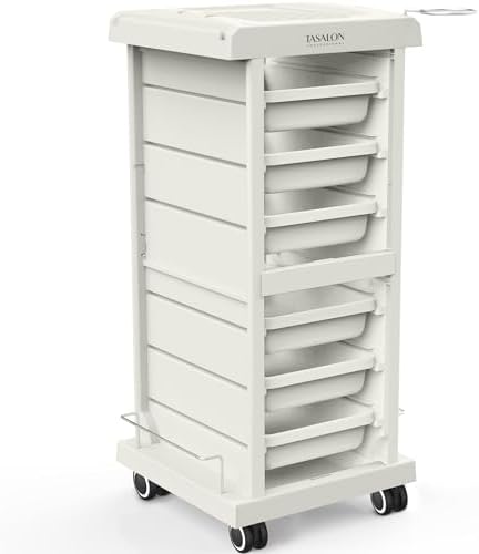 TASALON 6-Tray Multipurpose Rolling Salon Storage Cart, White by TASALON