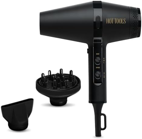 HOT Tools Pro Artist Black Gold Infrared Ionic™ Salon Dryer | Fast Drying, Styling and Smooth Results (Black) by HOTTOOLS