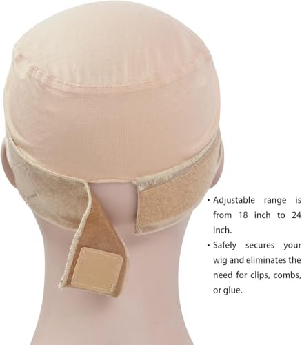 Wig Grip Cap for Women Non Slip with Wig Grip Band 2-in-1 Adjustable Bamboo Fiber Wig Caps for Women (Beige) - Image 3