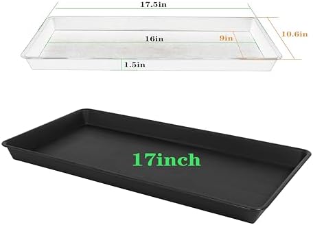 VUWEZ 2 Pack Plant Saucer Tray Rectangular, Plant Growing Nursery Trays, Heavy Sturdy Seed Starting Trays, Plants Starter Saucers for Indoors No Holes, Seed Starter Growing Tray (17.5"x10.6", Black) - Image 2