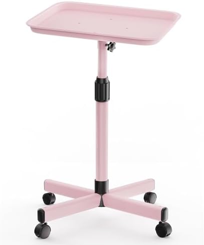 36" Salon Tray on Wheels Pink, Adjustable Height Tattoo Tray Cart by WelcometoVERYTOPBeauty