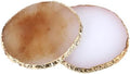 2 Pcs Resin Nail Art Palette Set, Gold Edge, Coffee & White by Pengxiaomei