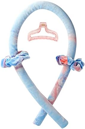 Heatless Curling Rod Headband No Heat Silk Ribbon Curling Rod Hair Roller Curls with Hair Claw Clip Lazy Natural Soft Wave DIY Hair Rollers Styling Tool for Sleep in Overnight (Cai) by BATOUDE