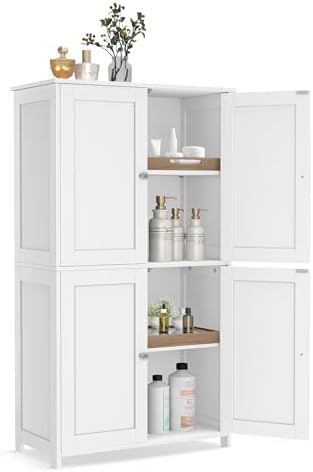 VASAGLE Floor Storage Cabinet, 2 Adjustable Shelves, 4 Doors,42.7" H by VASAGLEbySONGMICSHOME