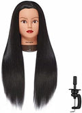 Hairingrid 26"-28" Mannequin Head Hair Styling Training Head Manikin Cosmetology Doll Head Synthetic Fiber Hair and Free Clamp Holder (Black-) by Hairingrid