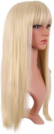 MapofBeauty 24 Inch Long Straight Flat Bangs Party Cosplay Wig,Mixed Blonde - Image 2