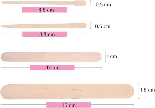 Mibly 4 Style Assorted Wooden Wax Sticks for Body Legs Face and Small Medium Large Sizes Eyebrow Waxing Applicator Spatulas for Hair Removal or Wood Craft Sticks (Pack of 1000) - Image 2
