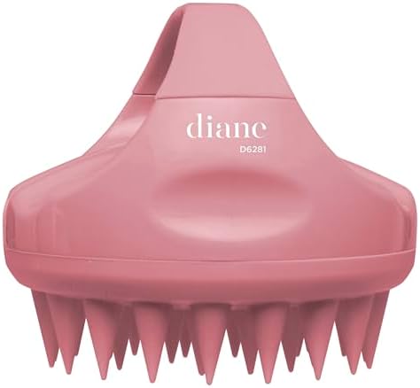 Diane Scalp Massage and Shampoo Brush with Soft Silicone Bristles, Exfoliates and Cleanses Scalp, Promotes Scalp Circulation, Evenly Distributes Hair Oil, Clear by Diane