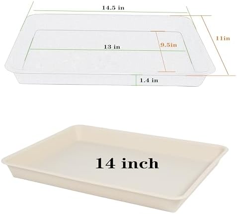 VUWEZ Rectangle Plant Tray, Plant Drip Tray, Plant Pot Saucers, Plant Germination Trays, Plant Saucers, 14.5'' x 11'' x 1.5'' (2 pack), Beige - Image 2