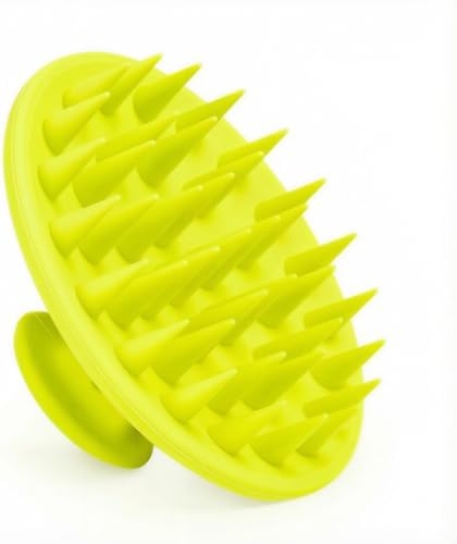 Silicone Scalp Massager Shampoo Brush, Scalp Brush for Hair Growth & Dandruff Removal, Hair Scrubber Scalp Stimulator Exfoliator Brush with Soft Bristles for Wet Dry Scalp Care (Fluorescent Green) by Meartchy