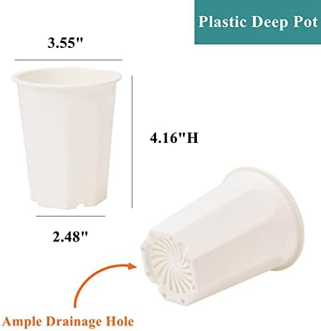 17 PCS 3.55" Plastic Deep Nursery and Seedling Pots, Transplant Seed Starter Planter, White - Image 2