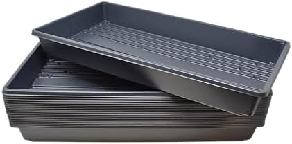 Living Whole Foods 20 Pack of Durable Black Plastic Growing Trays (Without Drain Holes) 21" X 11" X 2" - Flowers, Seedlings, Plants, Wheatgrass, Microgreens & More by Living+Whole+Foods
