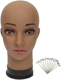 BHD BEAUTY Bald Mannequin Head Brown Female Professional Cosmetology for Wig Making, Display wigs, eyeglasses, hairs with T pins 21'' by bhdbeauty