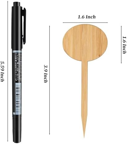 OBTANIM 75 Pack Bamboo Round Plant Labels with A Marker Pen, Garden Markers Sign Plant Tags for Seedling Potted Herbs Flowers Vegetables - Image 2