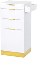 OmySalon Salon Stations for Hair Stylist, Barber Station with Storage Cabinet & Drawers & Hair Dryer Holders, Modern Beauty Salon Spa Equipment for Barbershop, White by OmySalon