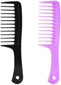 2PCS Wide Tooth Comb for Curly Hair, Large Detangling Comb for Women and Men Wet or Dry Hair(Black-Purple) by Fgail