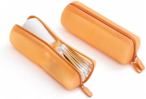 Cotton Round Swab Travel Case, 2-in-1 Beauty Organizer Peach Glow - Image 2
