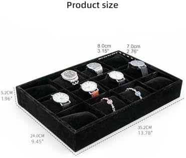Jewelry Watch Tray Organizer Bracelets Display Case Holder, Black 12-Slots - Image 2