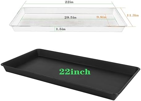 VUWEZ 2 Pack Plant Growing Nursery 1020 Trays, Plant Saucer Tray, Heavy Sturdy Seed Starting Trays, Plant Saucer for Indoors No Holes, Seed Starter Growing Tray (22"x11.2", Black) - Image 2