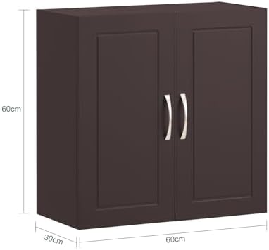 SoBuy Wall Cabinet, Bathroom Storage, 23.6 x 11.8 x 23.6 in, MDF, Brown - Image 3
