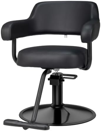 OmySalon Barber Chairs for Barbershop Dark Brown and Gold Styling Chair, Salon Chair for Hair Stylist Heavy Duty Hydraulic Pump, 360°Swivel with Footrest, Hairdressing Beauty Spa Braiding Equipment by OmySalon
