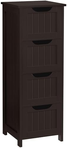 Yaheetech Bathroom Storage Cabinet, 12" W Slim 4-Drawer Design, Espresso by Yaheetech
