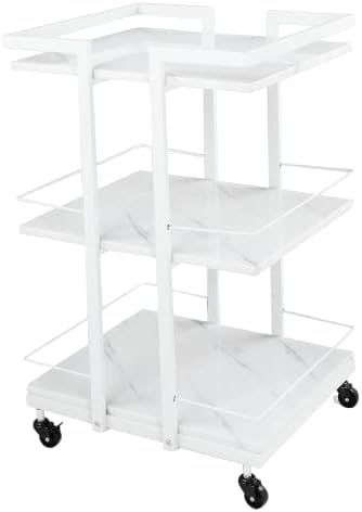 Esthetician Cart with Wheels Utility Salon Rolling Trolley, White Mobile Storage Organizer for Beauty Spa Cosmetology Massage, Tattoo Manicure Facial Tool Holder Station by OmySalon