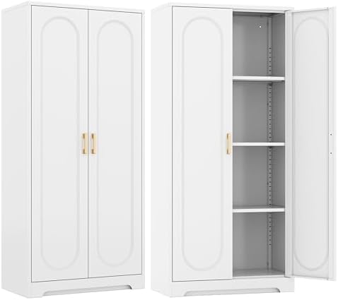 Steeloong 60"Metal Pantry Storage Cabinet with Doors & 3 Adjustable Shelves by Steeloong