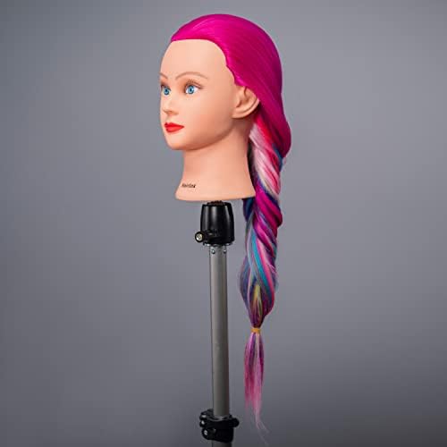 26-28'' Mannequin Head Yaki Synthetic Fiber Hair Styling Training Head Dolls for Cosmetology Manikin Maniquins Practice Head with Stand (6611W0320) - Image 2