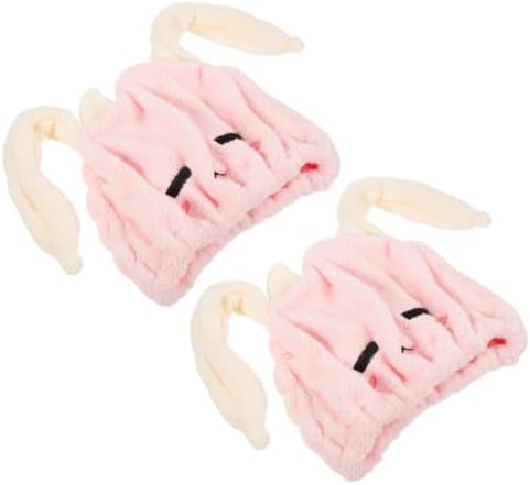 2pcs Microfiber Hair Drying Cap, Cute Pink Towel Wrap after Swimming by Zerodeko