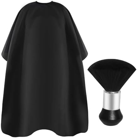 Omvoina Professional Haircut Cape with Adjustable Snap Closure and Neck Duster Brush, Salon Hair Cutting Cape, Barber Cape for Unisex by Omvoina