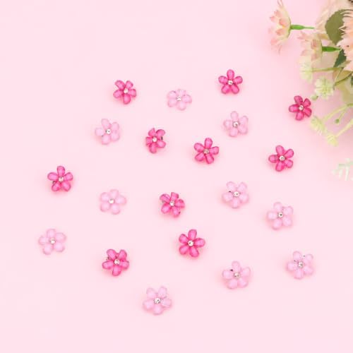 YISSION 20Pcs Pink Hot Pink Mini Flower Hair Clips Women Wedding - Image 7