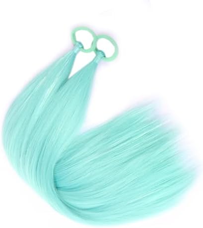 Mint Green Ponytail Extension for Girls and Women Synthetic Hair Pieces With Tinsel 20 inch Rave Crazy Days Hair Kids Accessories 2pcs/lot Christmas Halloween Festival Party Daily Using - Image 2