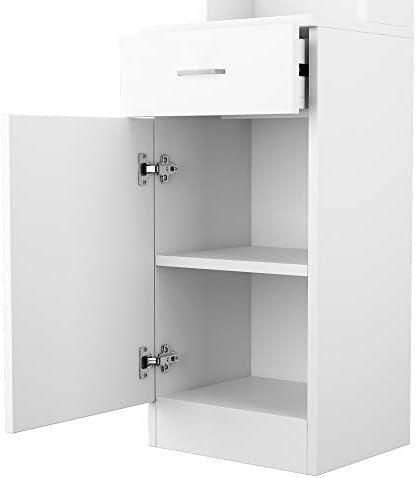 Wall Mount Salon Station, Hair Stylist Storage Cabinet Barber Station Beauty Hair Salon Spa Equipment with 5 Compartments 1 Drawer (White) - Image 5