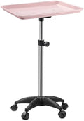 Salon Tray On Wheels Tattoo Tray Rolling Trolley Adjustable Height Storage Utility Cart for Clinic Spa Rolling Tray (Black) (Pink) by Roixeeds