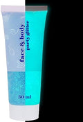 MEICOLY Neon Blue Body Glitter Gel,UV Blacklight Chunky Face Glitter Gel,Glow in The Dark Hair Glitter Paint for Concert Music Festival Rave Accessories,Halloween Glitter Makeup for Women by MEICOLY