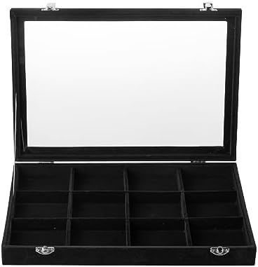 Frebeauty 12 Grid Bracelet Holder Box,Velvet Jewelry Tray with Clear Lid - Image 2