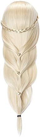 26-28'' Mannequin Head Synthetic Fiber Hair Styling Training Head Dolls for Cosmetology Manikin Maniquins Practice Head with Stand (6611W61320) - Image 7
