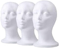 Foraineam 3 Pieces Foam Mannequin Head Wig Head, Female Mannequin Wig Display Stand Holder, Cosmetics Model Head White Foam Heads for Glasses Mask Hat Headband Hairpieces and More by Foraineam
