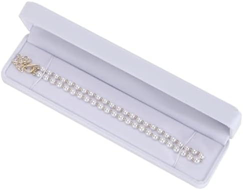 LETURE 2 Pieces Long Velvet Chain Necklace Gift Box Set, Bracelet Storage Case, Jewellry Display Box for Wedding, Engagement,Proposal, Birthday and Anniversary (White-2PCS) - Image 5