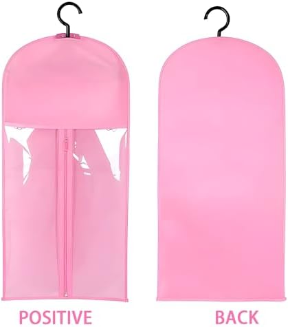 12 PCS Dustproof Portable Wig Storage Bags with Hanger for Hair Extensions 60cm x 30cm, Wig Bags Storage with Hanger, Wig Storage(Pink) - Image 2