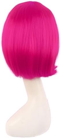 MapofBeauty 12 Inch/30 cm Unisex Short Straight Beauty Wig (Hot Pink) - Image 4