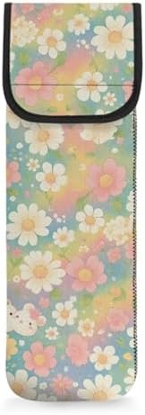Hair Straighteners Case with Fastener - Water-Resistant Neoprene Curling Iron Holder Flat Iron Curling Wand Travel Cover Case Bag PouchShield Curling Iron Cover Flower Print by Unknown