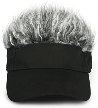Funny Hats with Fake Hair Frosted Tips Wig Visor Cap for Men Women by dsdistinctivestyle