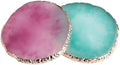 2 Pcs Resin Nail Art Palette Set, Gold Edge, Purple & Green by Pengxiaomei