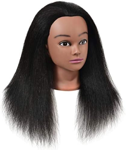 Mannequin Head with Human Hair for Hairdresser Training Braiding Styling Manikin Cosmetology Makeup Manican Doll Display Practice with Stand - Image 5