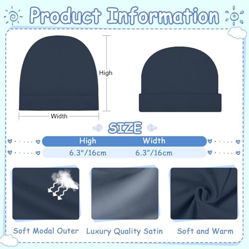 6 Pcs Satin Lined Baby Beanie Newborn - Image 3