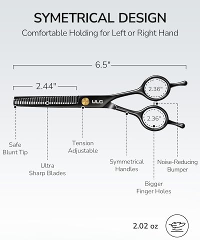 ULG Professional Thinning Shears for Hair Cutting - 6.5’’ Hair Thinning Scissors, Ultra Sharp Japanese Stainless Steel, Ergonomic Handle for Barbers, Stylists, Salon & Home Use, Black - Image 4
